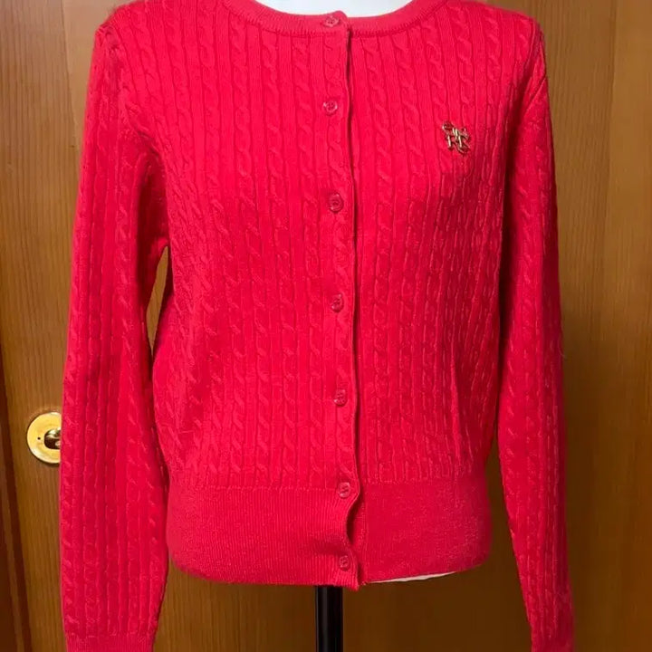 [BUNJANG] General Idea Red Cable Knit Cardigan S / 제네럴아이디어 레드 꽈배기 가디건 S (새상품)