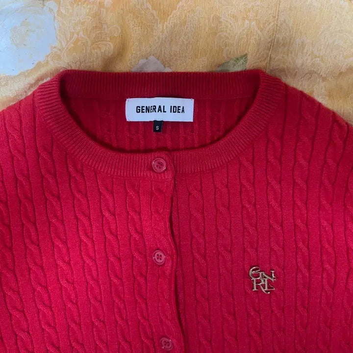 [BUNJANG] General Idea Red Cable Knit Cardigan S / 제네럴아이디어 레드 꽈배기 가디건 S (새상품)