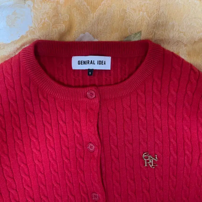 [BUNJANG] General Idea Red Cable Knit Cardigan S / 제네럴아이디어 레드 꽈배기 가디건 S (새상품)