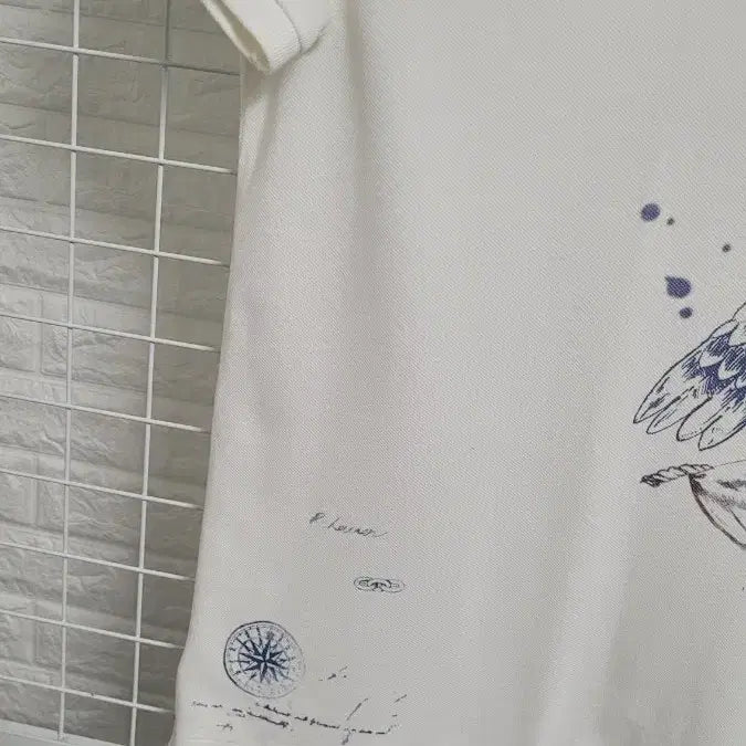 [BUNJANG] Polo Ralph Lauren Point Print Pique Shirt / [실측M]폴로랄프로렌 화이트 포인트프린팅 피케셔츠 카라반팔티셔츠 실측M