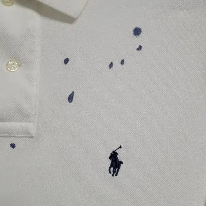 [BUNJANG] Polo Ralph Lauren Point Print Pique Shirt / [실측M]폴로랄프로렌 화이트 포인트프린팅 피케셔츠 카라반팔티셔츠 실측M