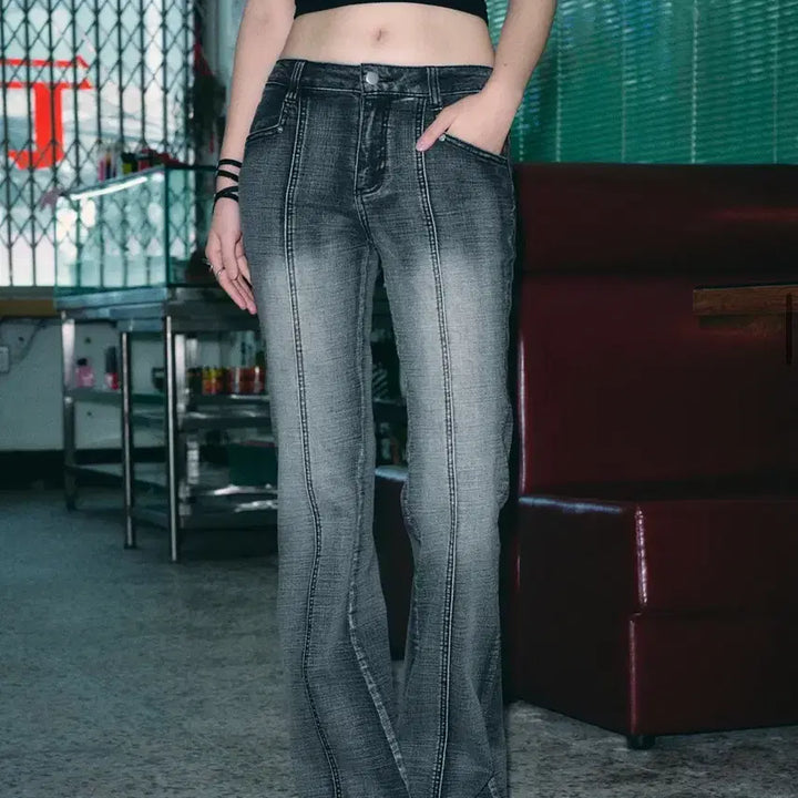 [BUNJANG] Helene Paris Faded Washed Bootcut Denim Pants [Faded Gray] / 헬레네파리스 페이디드 워싱 부츠컷 데님 팬츠 [페이디드 그레이]