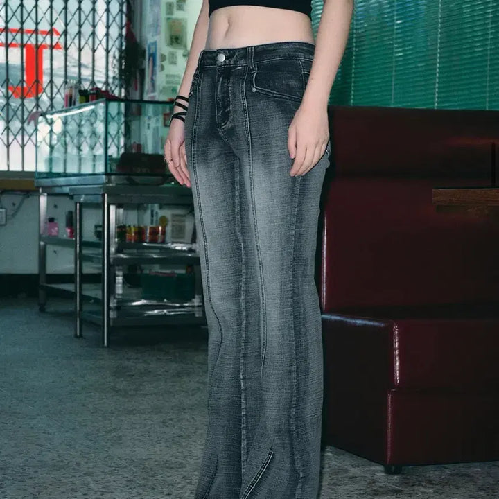 [BUNJANG] Helene Paris Faded Washed Bootcut Denim Pants [Faded Gray] / 헬레네파리스 페이디드 워싱 부츠컷 데님 팬츠 [페이디드 그레이]