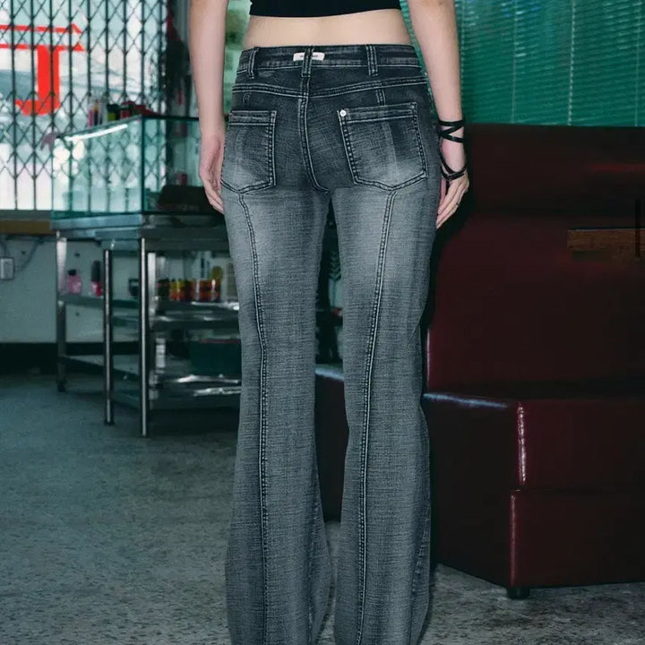 [BUNJANG] Helene Paris Faded Washed Bootcut Denim Pants [Faded Gray] / 헬레네파리스 페이디드 워싱 부츠컷 데님 팬츠 [페이디드 그레이]