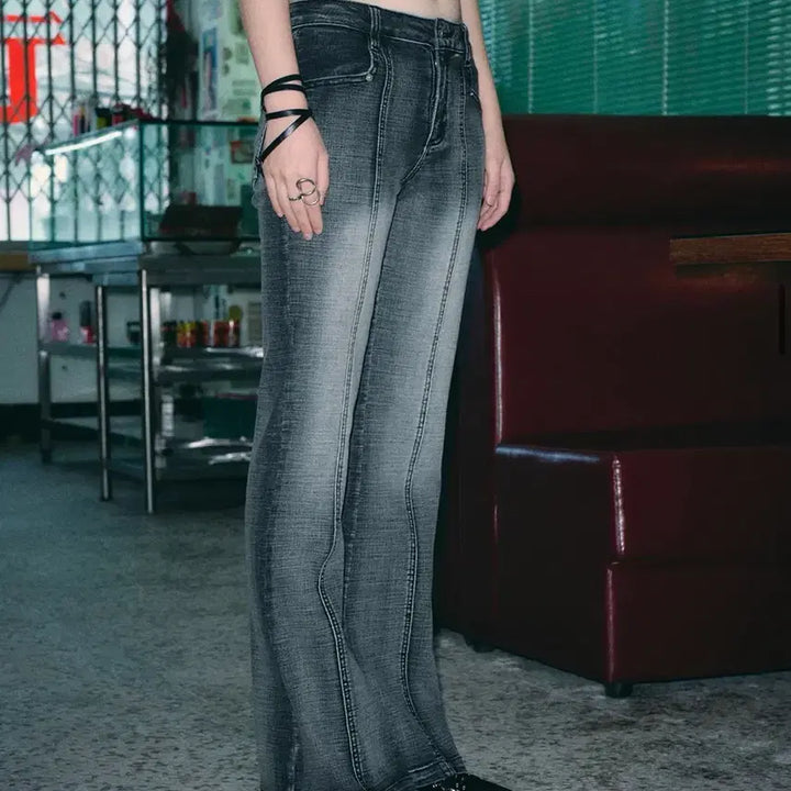[BUNJANG] Helene Paris Faded Washed Bootcut Denim Pants [Faded Gray] / 헬레네파리스 페이디드 워싱 부츠컷 데님 팬츠 [페이디드 그레이]
