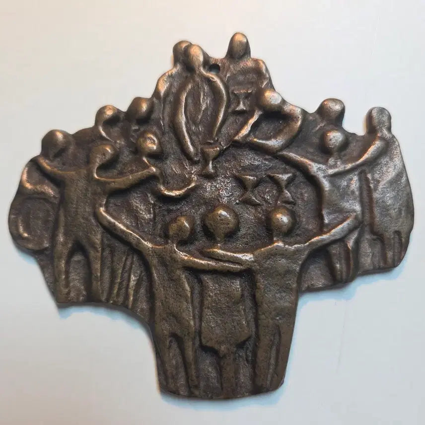 [BUNJANG] Antique Brass Medal The Last Supper Cross / 앤틱 황동 메달 최후의 만찬 십자가 외국 작가 작품 성물 하느님