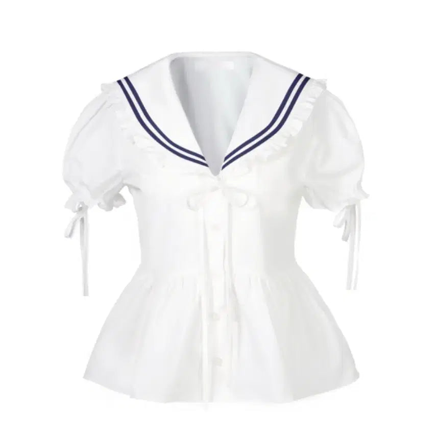 [SOLD OUT] 새상품)아이당클럽 세일러 블라우스 화이트 마린룩 옷벼룩 일브