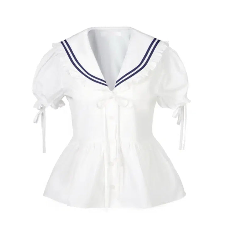 [SOLD OUT] 새상품)아이당클럽 세일러 블라우스 화이트 마린룩 옷벼룩 일브