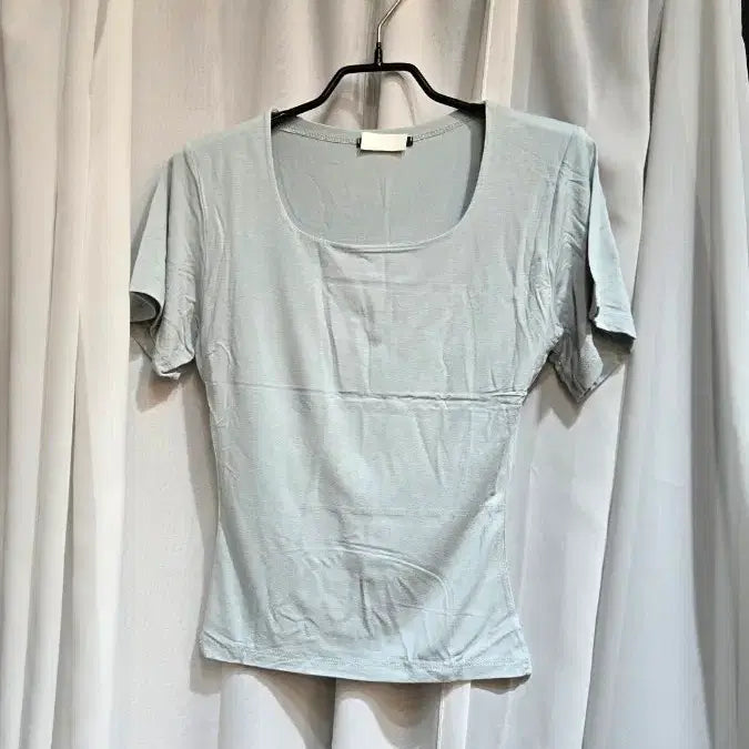 [BUNJANG] Basic Mint Double Layered T-shirt / 허리라인 앞이중 실켓면 민트 반팔
