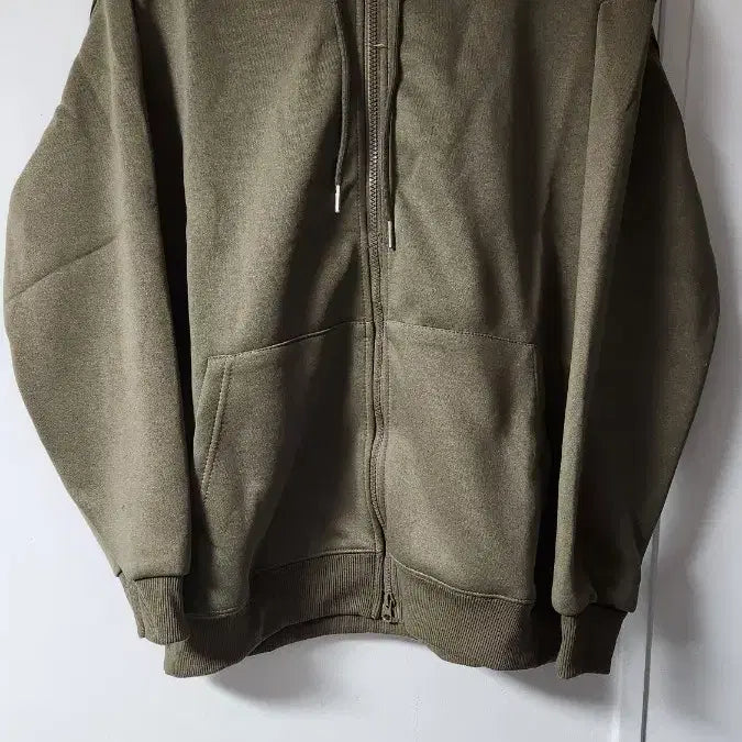 [BUNJANG] Unisex Khaki Two-Way Hooded Zip-Up Jacket / 남녀공용 카키색 투웨이 후드 집업 새상품