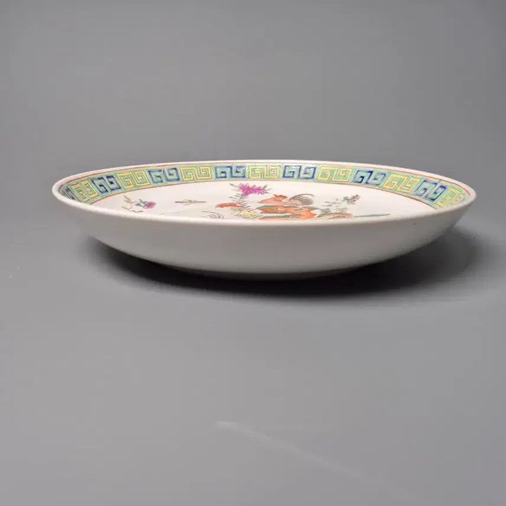 [BUNJANG] Chinese Qing Dynasty Celadon Hand-Painted Porcelain Plate / 대청건륭년제 분채 수공 계국 모란분 반 중국도자기 골동품 고미술품 수집품