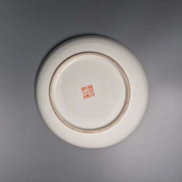 [BUNJANG] Chinese Qing Dynasty Celadon Hand-Painted Porcelain Plate / 대청건륭년제 분채 수공 계국 모란분 반 중국도자기 골동품 고미술품 수집품