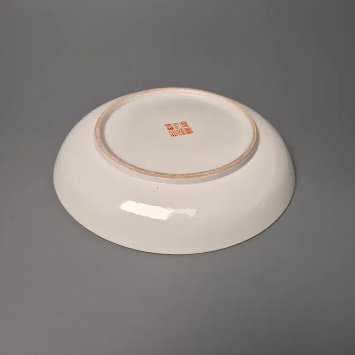 [BUNJANG] Chinese Qing Dynasty Celadon Hand-Painted Porcelain Plate / 대청건륭년제 분채 수공 계국 모란분 반 중국도자기 골동품 고미술품 수집품
