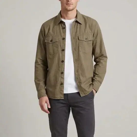 [BUNJANG] Vintage Style Linen Blend Work Shirt / [100]시리즈 빈티지스타일 린넨 혼방 워크 셔츠