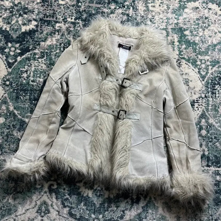 [BUNJANG] Morgan Fur Trimmed Mustang Jacket (Size 55) / Morgan 모르간 퍼 무스탕 트리밍 자켓 (55)