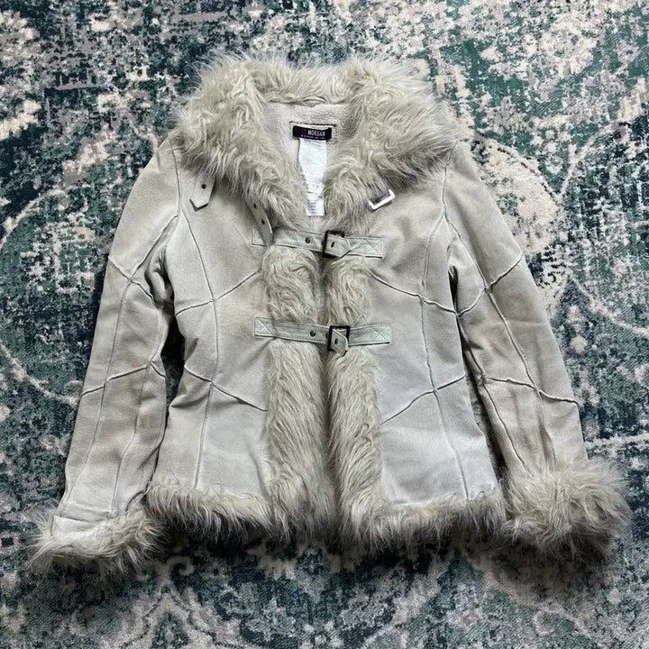 [BUNJANG] Morgan Fur Trimmed Mustang Jacket (Size 55) / Morgan 모르간 퍼 무스탕 트리밍 자켓 (55)