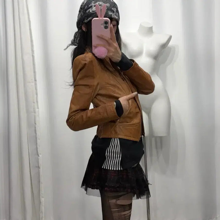 [BUNJANG] Brown Leather Jacket / 브라운 레더 자켓
