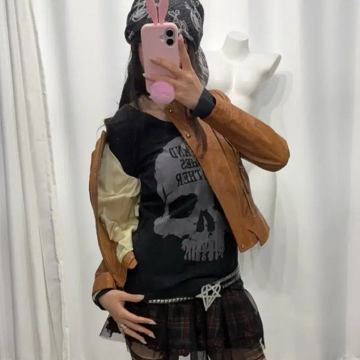 [BUNJANG] Brown Leather Jacket / 브라운 레더 자켓