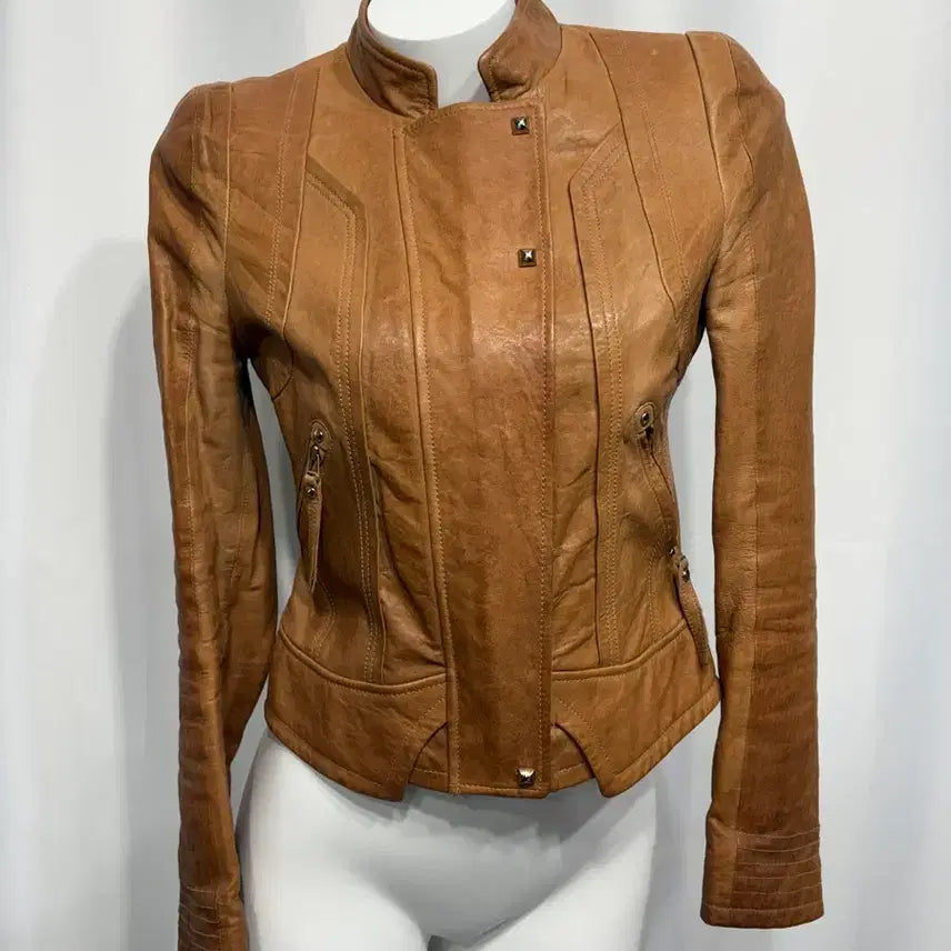[BUNJANG] Brown Leather Jacket / 브라운 레더 자켓
