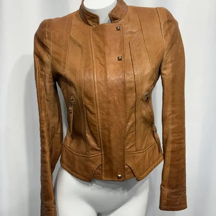 [BUNJANG] Brown Leather Jacket / 브라운 레더 자켓