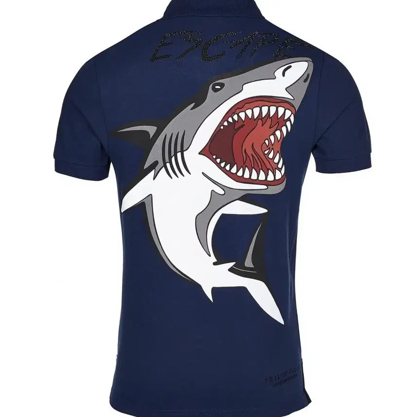 [BUNJANG] Philipp Plein Shark Swarovski PK Polo Shirt / 필립플레인 신상 상어 스와로브스키 PK 폴로 카라티 네이비 XL