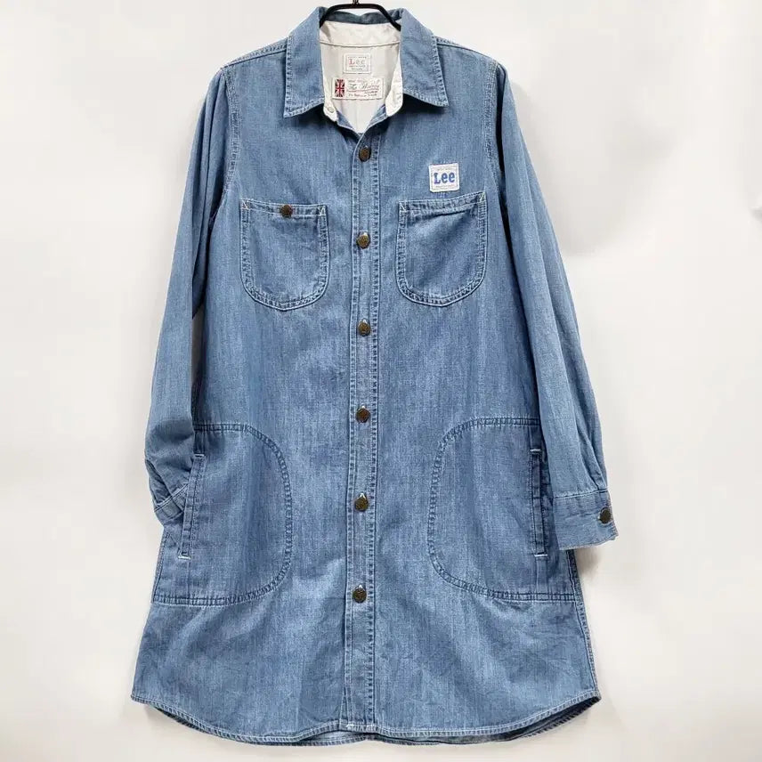[BUNJANG] LEE The Walrus Denim Work Jacket Mini Dress / LEE 리 월러스 콜라보 워크자켓 데님셔츠 미니원피스 데님야상 C938