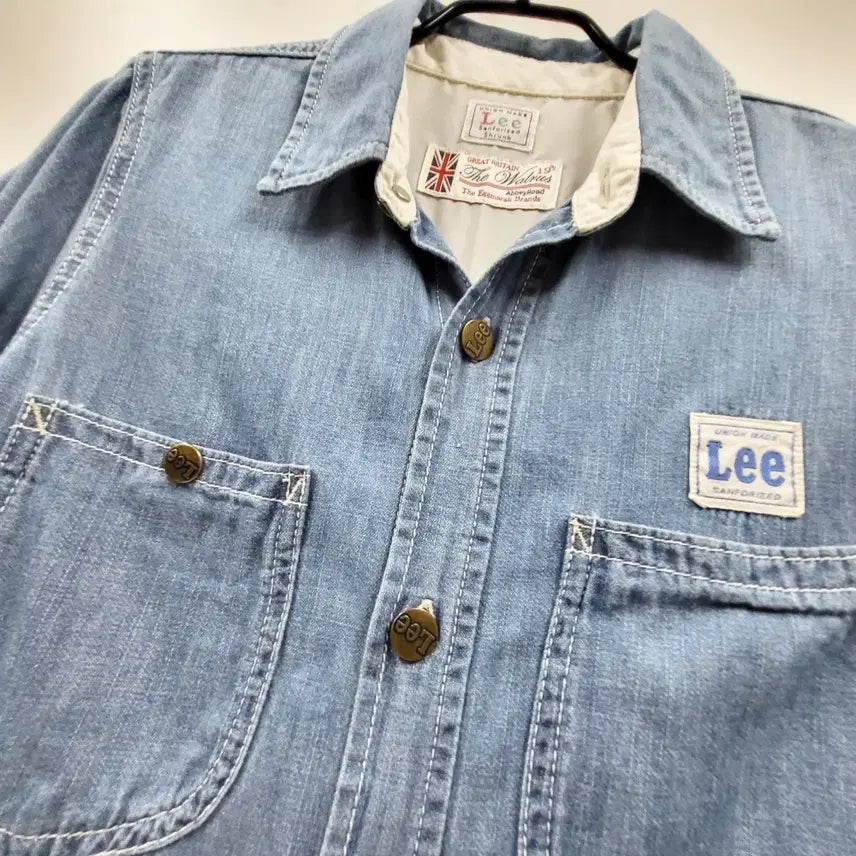 [BUNJANG] LEE The Walrus Denim Work Jacket Mini Dress / LEE 리 월러스 콜라보 워크자켓 데님셔츠 미니원피스 데님야상 C938