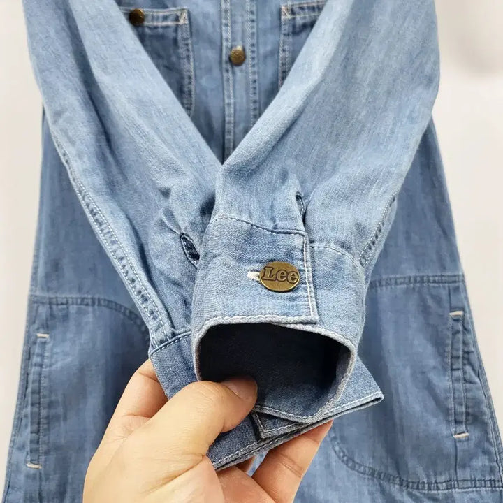 [BUNJANG] LEE The Walrus Denim Work Jacket Mini Dress / LEE 리 월러스 콜라보 워크자켓 데님셔츠 미니원피스 데님야상 C938