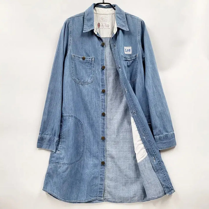 [BUNJANG] LEE The Walrus Denim Work Jacket Mini Dress / LEE 리 월러스 콜라보 워크자켓 데님셔츠 미니원피스 데님야상 C938