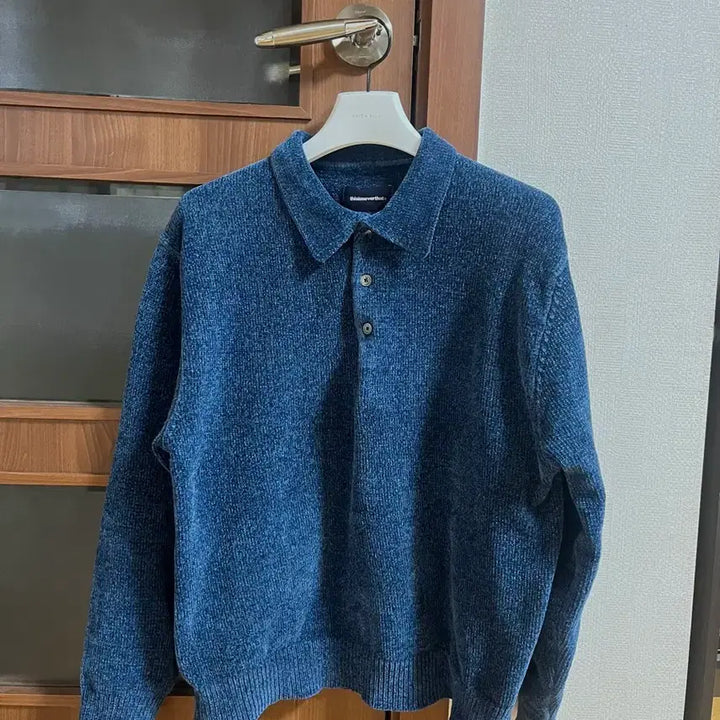 [BUNJANG] thisisneverthat Velvet Knit Polo Shirt / 디스이즈네버댓 벨벳 니트 폴로 블루