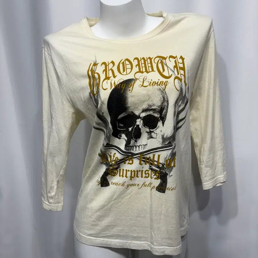 [BUNJANG] Ivory Skull Printed Longsleeve / 아이보리 스컬 프린팅 롱슬리브