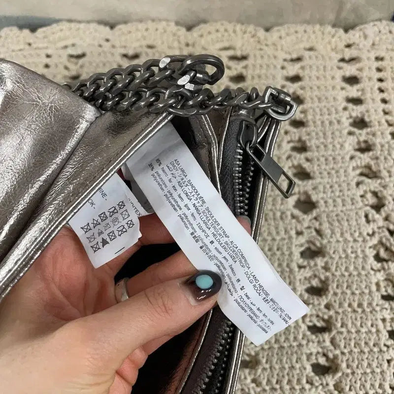 [BUNJANG] ZARA Silver Chain Shoulder Bag / [F] 자라 ZARA 락 플랩 실버 체인 숄더백 가방