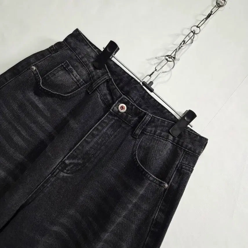 [BUNJANG] Black Wide Denim High Waist Pants S / 흑청 와이드 데님 하이웨스트 팬츠 S