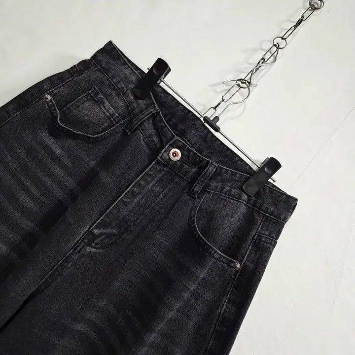 [BUNJANG] Black Wide Denim High Waist Pants S / 흑청 와이드 데님 하이웨스트 팬츠 S