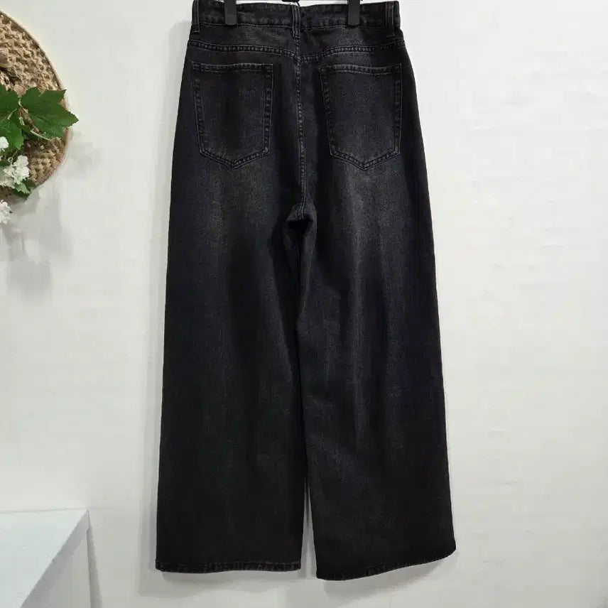 [BUNJANG] Black Wide Denim High Waist Pants S / 흑청 와이드 데님 하이웨스트 팬츠 S