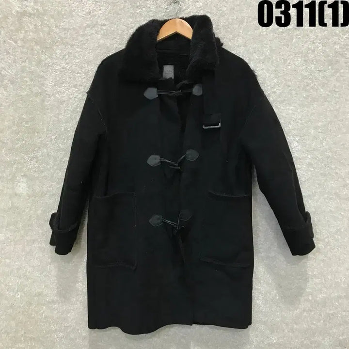 [SOLD OUT] U TURN 블랙 퍼 더플 코트 L