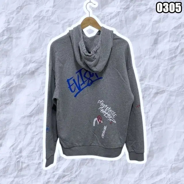 [BUNJANG] EVISU Y2K Graffiti Street Hoodie Gray / L 에비수 그래피티 Y2K 스트릿 후드티 그레이