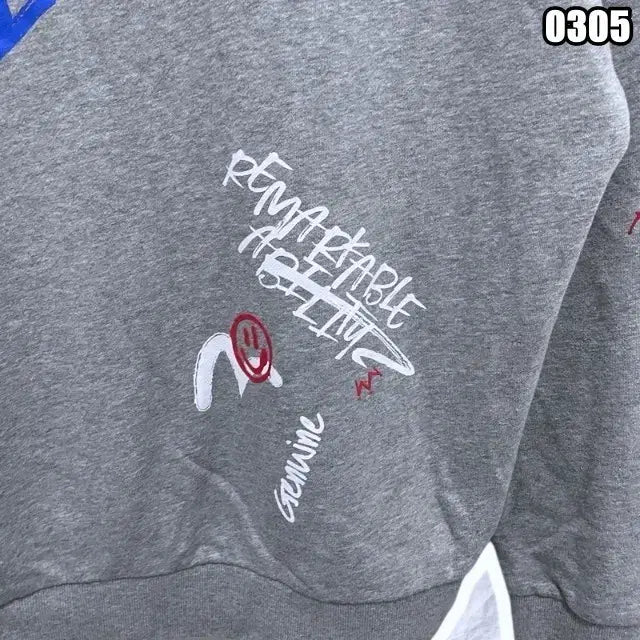 [BUNJANG] EVISU Y2K Graffiti Street Hoodie Gray / L 에비수 그래피티 Y2K 스트릿 후드티 그레이