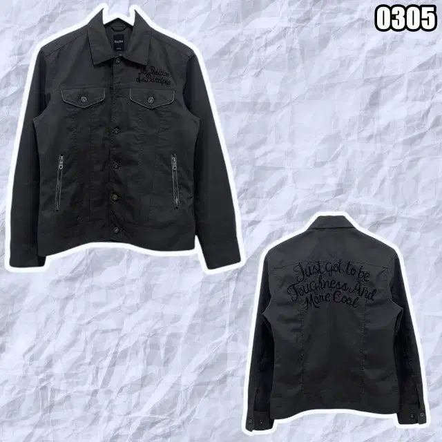 [BUNJANG] Crazy Devil Black Lettering Embroidered Work Jacket / S 크레이지 데빌 블랙 레터링자수 워크 자켓