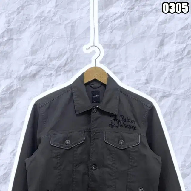 [BUNJANG] Crazy Devil Black Lettering Embroidered Work Jacket / S 크레이지 데빌 블랙 레터링자수 워크 자켓