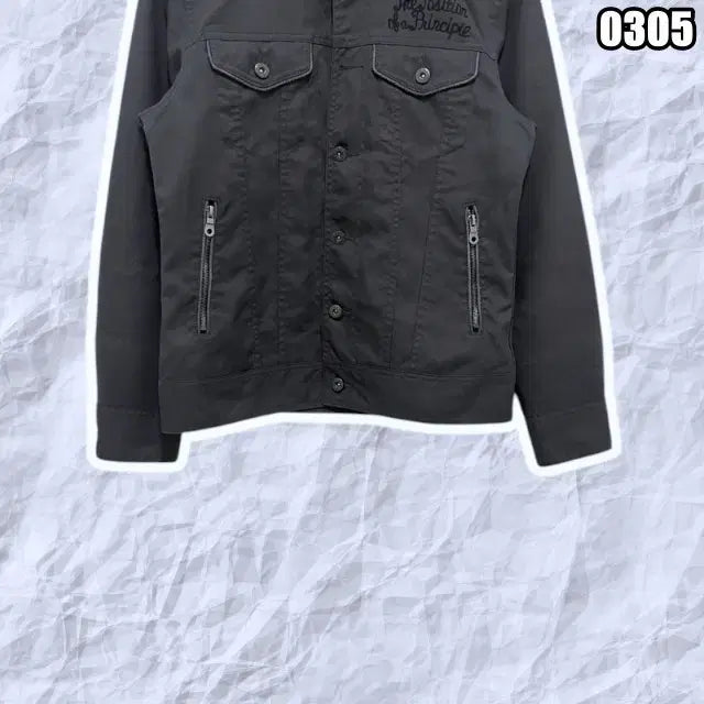 [BUNJANG] Crazy Devil Black Lettering Embroidered Work Jacket / S 크레이지 데빌 블랙 레터링자수 워크 자켓
