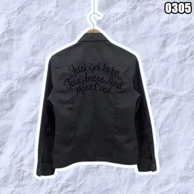 [BUNJANG] Crazy Devil Black Lettering Embroidered Work Jacket / S 크레이지 데빌 블랙 레터링자수 워크 자켓