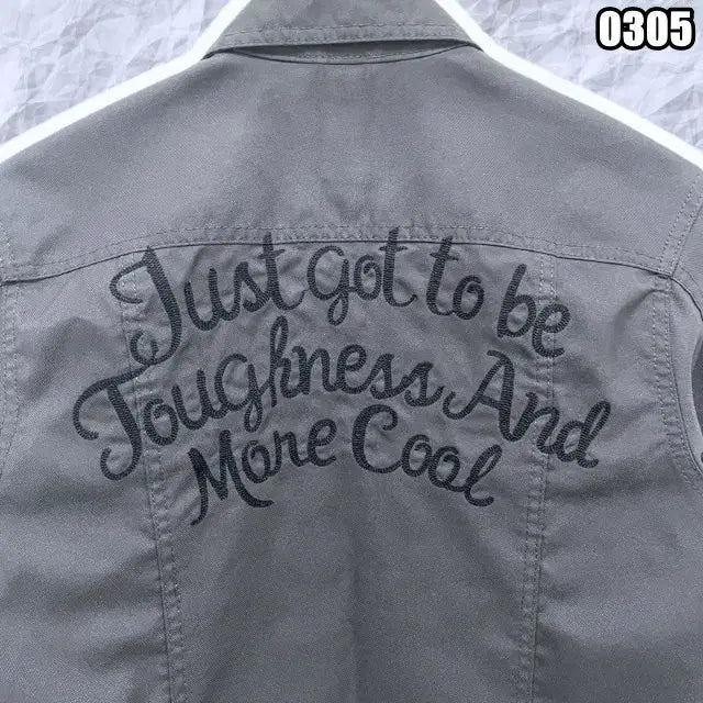 [BUNJANG] Crazy Devil Black Lettering Embroidered Work Jacket / S 크레이지 데빌 블랙 레터링자수 워크 자켓
