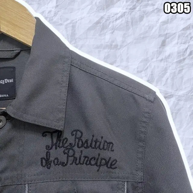[BUNJANG] Crazy Devil Black Lettering Embroidered Work Jacket / S 크레이지 데빌 블랙 레터링자수 워크 자켓