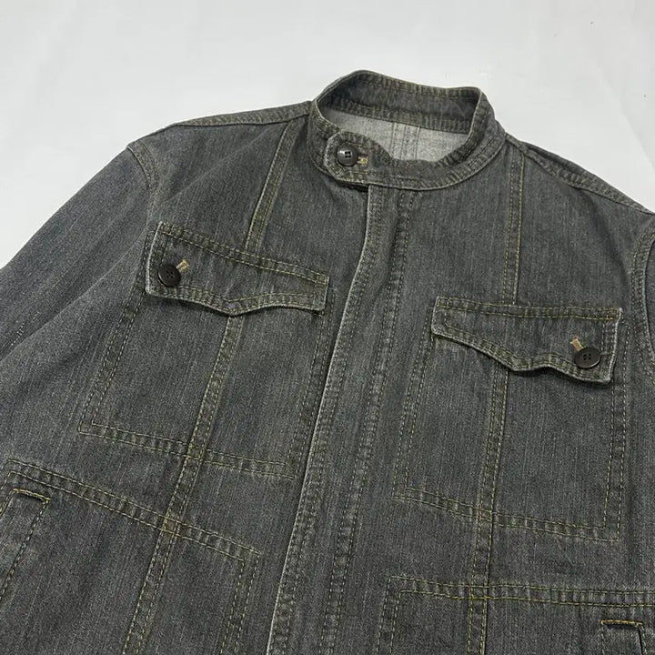 [BUNJANG] Vintage City Boy Y2K Black Denim Jacket / 일본빈티지 시티보이 Y2K 긱시크 펑크 흑청 레트로 데님 남성 청자켓