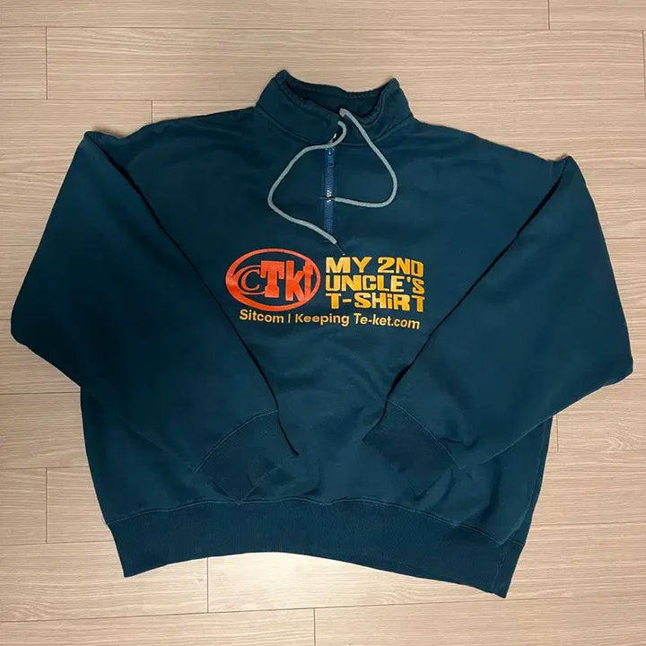 [BUNJANG] Tecket Half-Zip Sweatshirt Blue Green / 테켓 하프집업 맨투맨 블루그린
