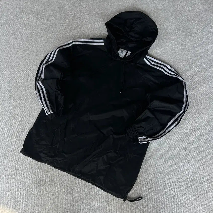 [SOLD OUT] 아디다스 삼선 후드 바람막이 블랙 L