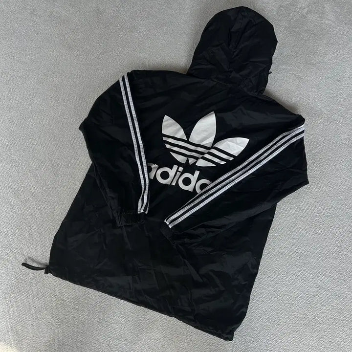 [SOLD OUT] 아디다스 삼선 후드 바람막이 블랙 L