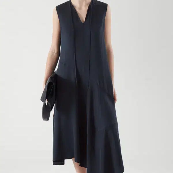 [BUNJANG] COS Drape Panel Dress - Navy - Women&