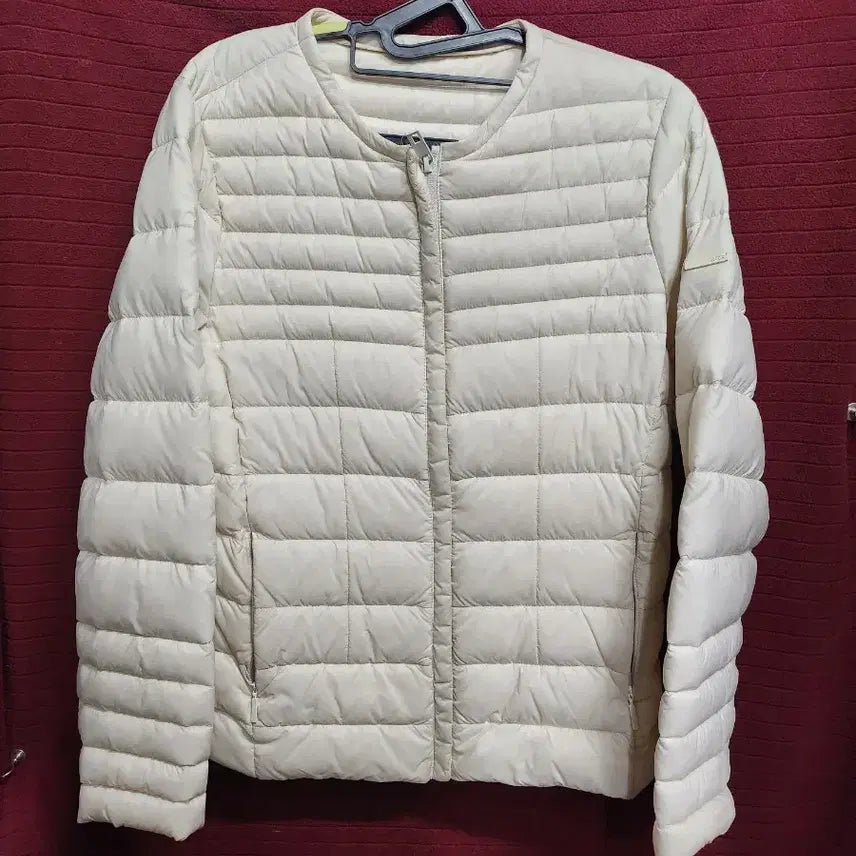 [BUNJANG] LeCAF Ivory Lightweight Collarless Padded Jacket / 르까프 아이보리 노카라 경량 패딩 자켓